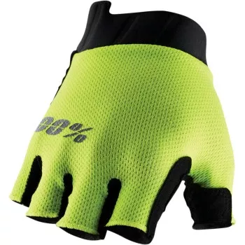 100% Exceeda Short Finger Cycling Gloves - Fluorescent Yellow Large