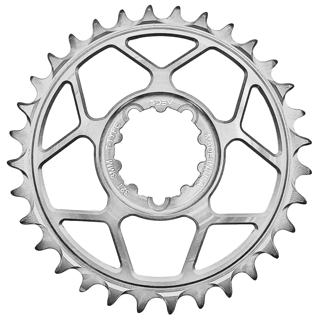 5Dev T-Type 3-Bolt Chainring 3mm Offset 32T Silver