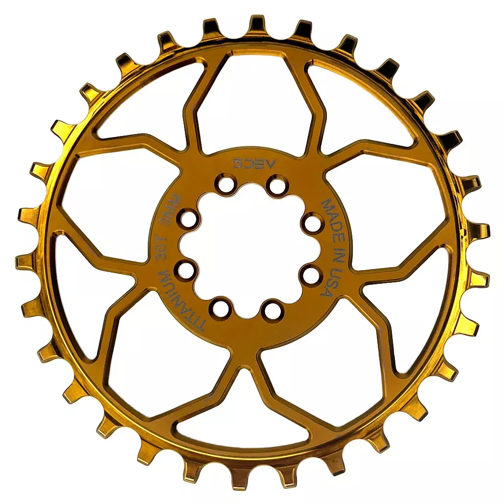 5Dev Titanium 8-Bolt Chainring 3mm Offset 30T Bronze