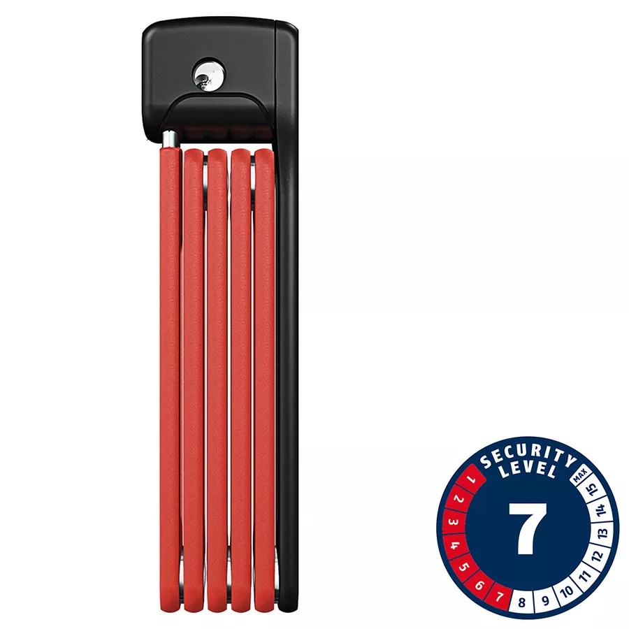 Abus Bordo Lite 6055 Folding Lock Key 5mm 85cm2.8' Red