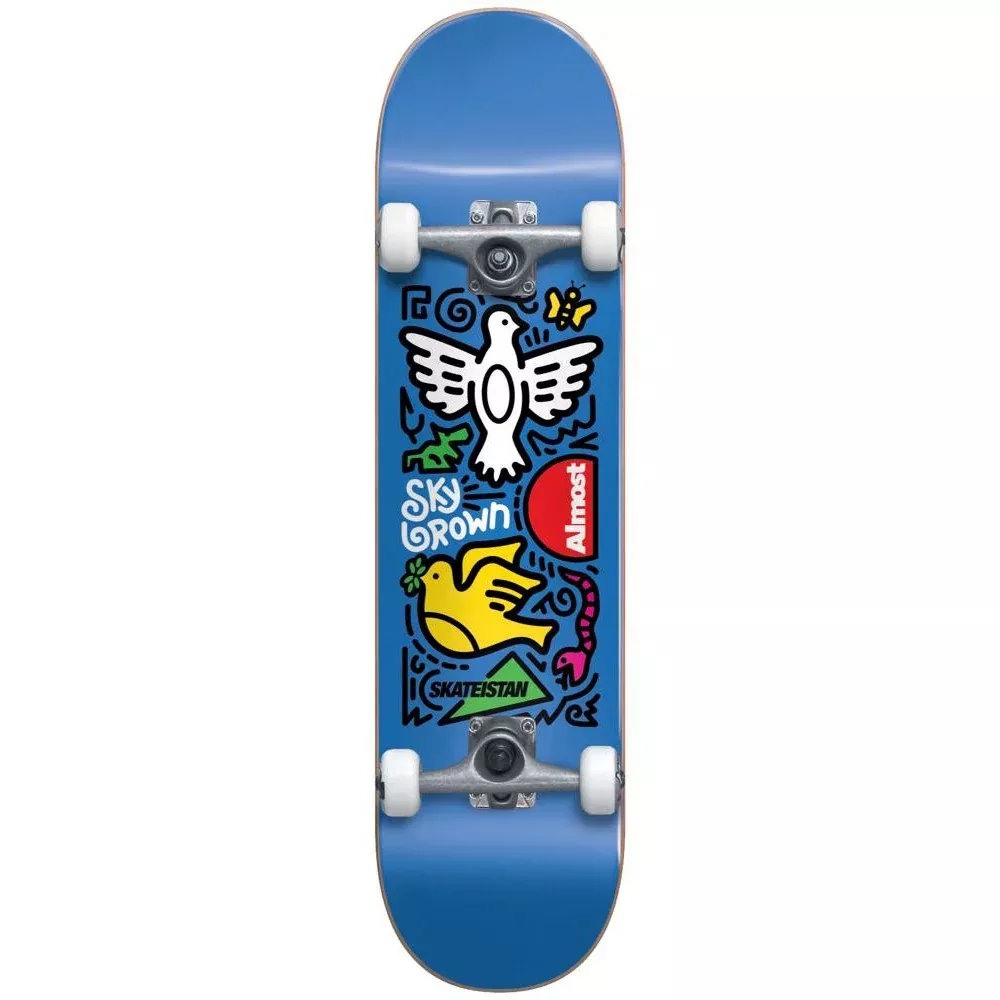 Almost Skateistan Sky Doodle FP Blue 7.5 - Skateboard Complete