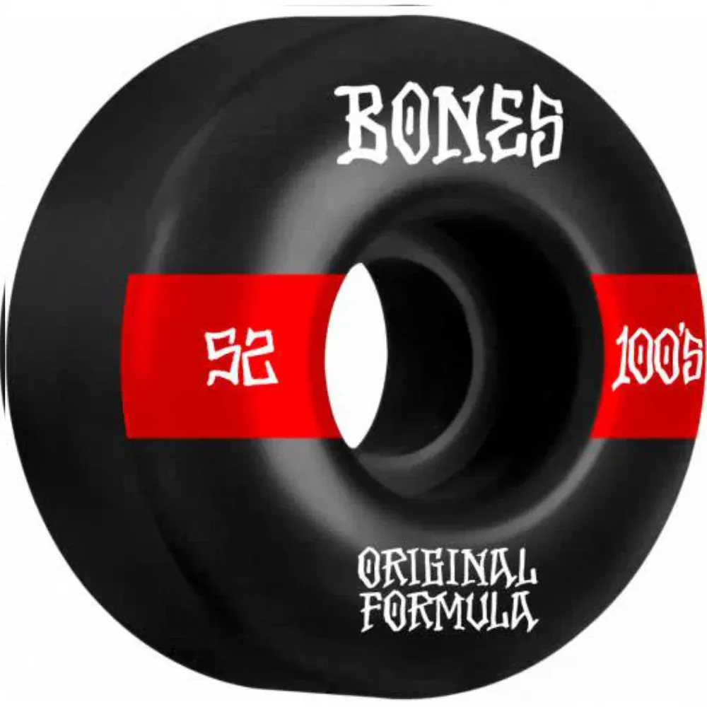Bones 100's OG Formula V4 Wides Black - Skateboard Wheels