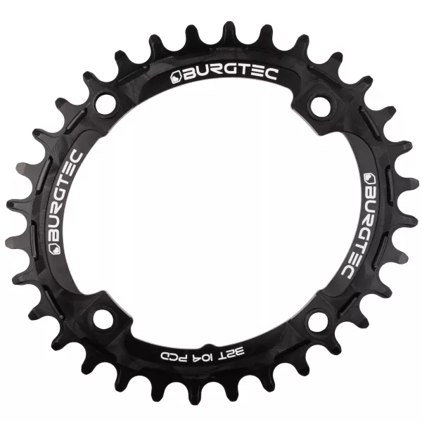 Burgtec Oval 104MM BCD Thick Thin Chainring – 32T – Burgtec Black