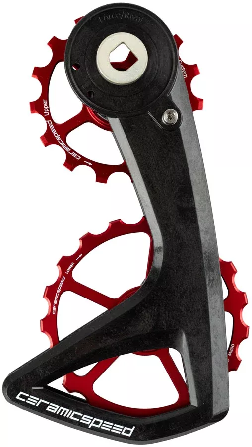 CeramicSpeed OSPW RS Pulley Wheel System SRAM Force E1 Rival E1 AXS - Aluminum Pulley 5 Spoke Carbon Cage BLK