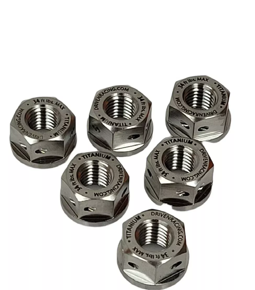 Driven Racing Titanium Sprocket Nuts – M10 x 1.25 Safety Wire Drilled (Pack of 4)