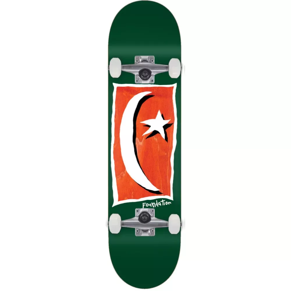 Foundation Star And Moon V2 Green 8.13 - Skateboard Complete