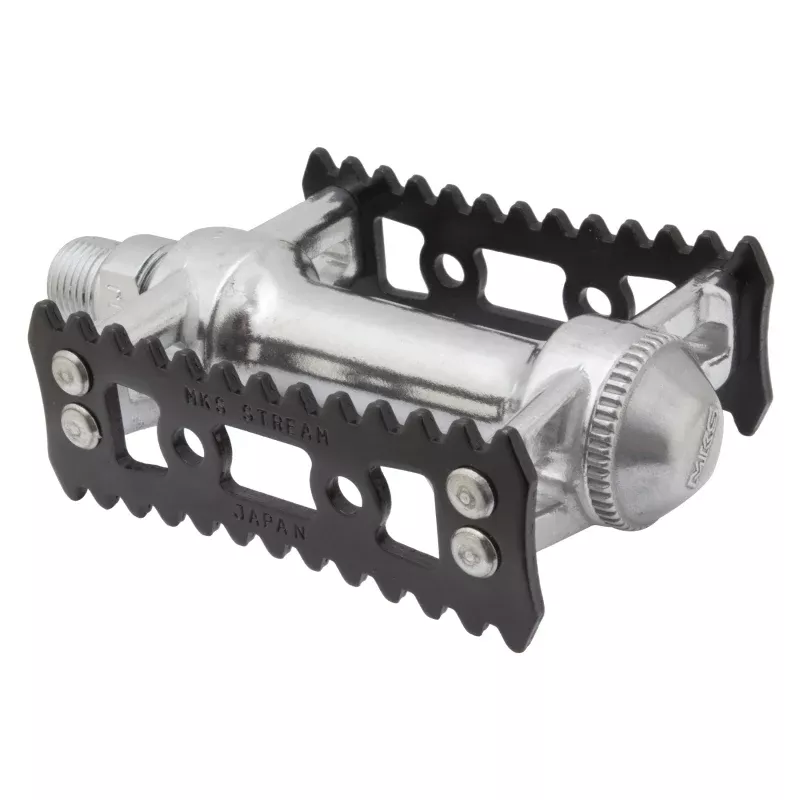 MKS Sylvan Stream Pedals - Platform, Aluminum, 9/16", Silver/Black