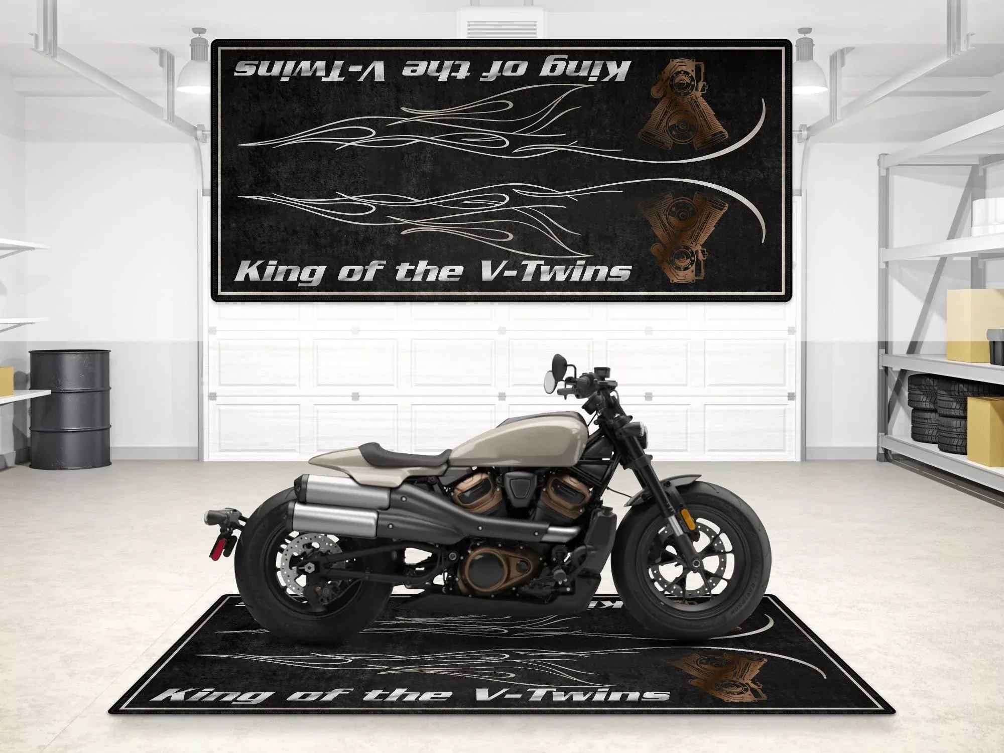 MPM Motorcycle Mat for Cruiser Motorcycle "King of the V-Twins" - MM7302