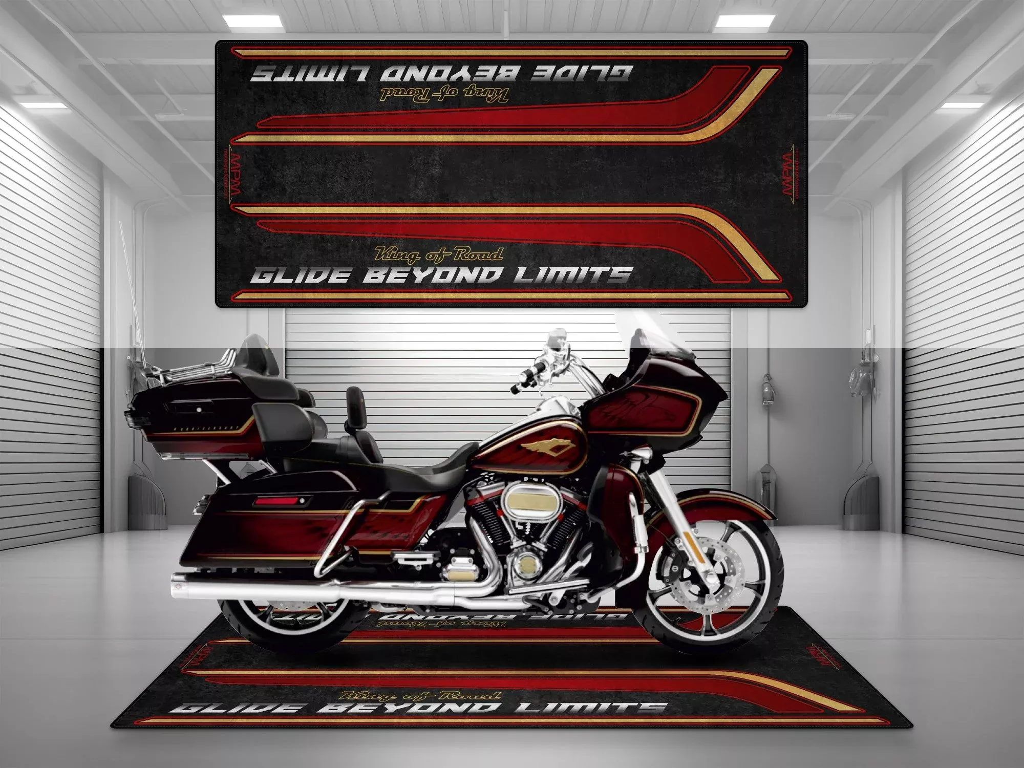 MPM Motorcycle Mat for Special Cruiser Motorcycle "Glide Beyond Limits - King of Road" - MM7351