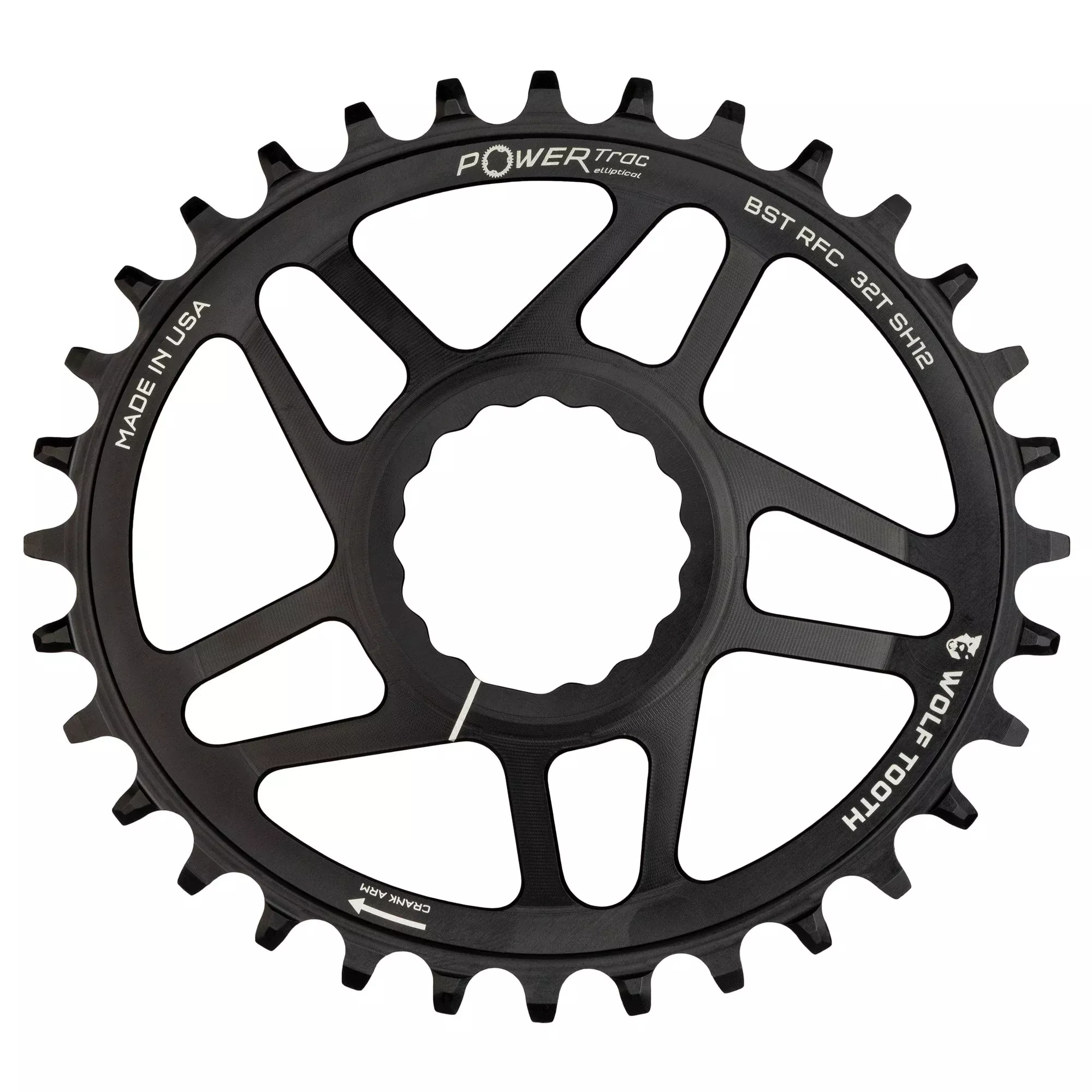 Powertrac Elliptical Chainring for Cinch DM / Shimano 12sp