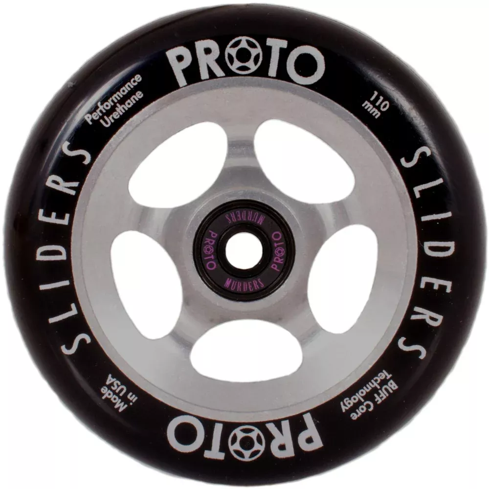 Proto Sliders 110mm Black On Raw - Scooter Wheels