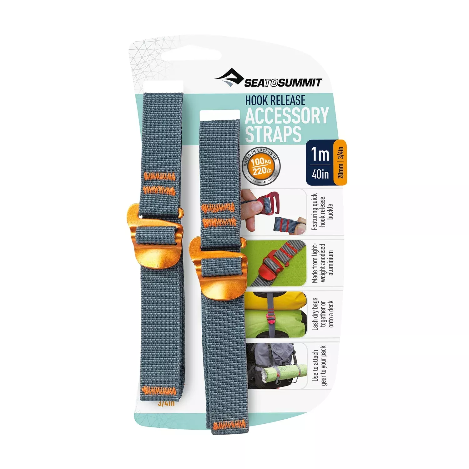 Sea To Summit Accessory Straps (Pair) 20mm, 1 Meter Orange