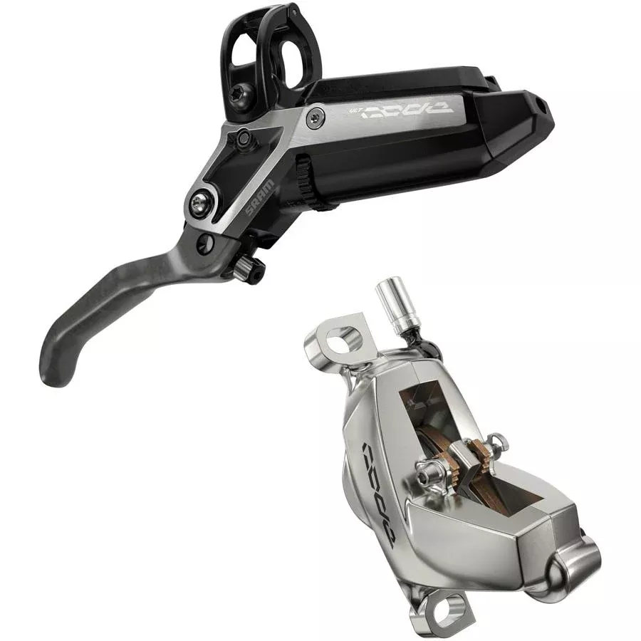SRAM Code Ultimate Stealth Disc Brake Lever - Front Post Mount 4-Piston Carbon Lever Titanium Hardware BLK/Silver C1