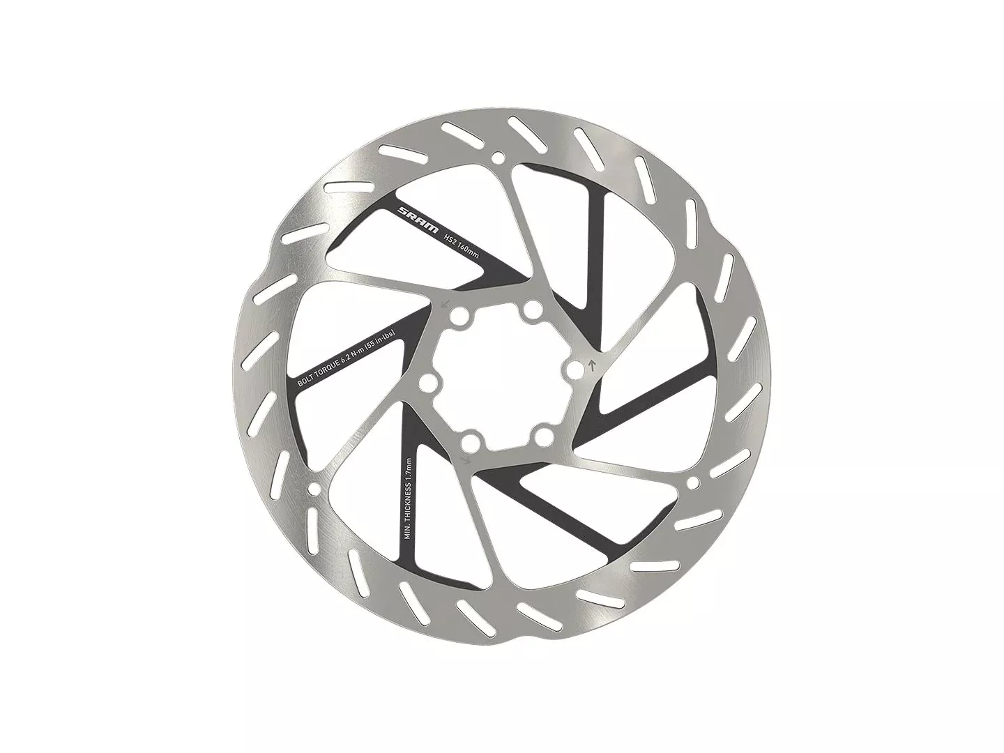 SRAM HS2 Disc Brake Rotor - 160mm 6-Bolt Rounded Silver/Black