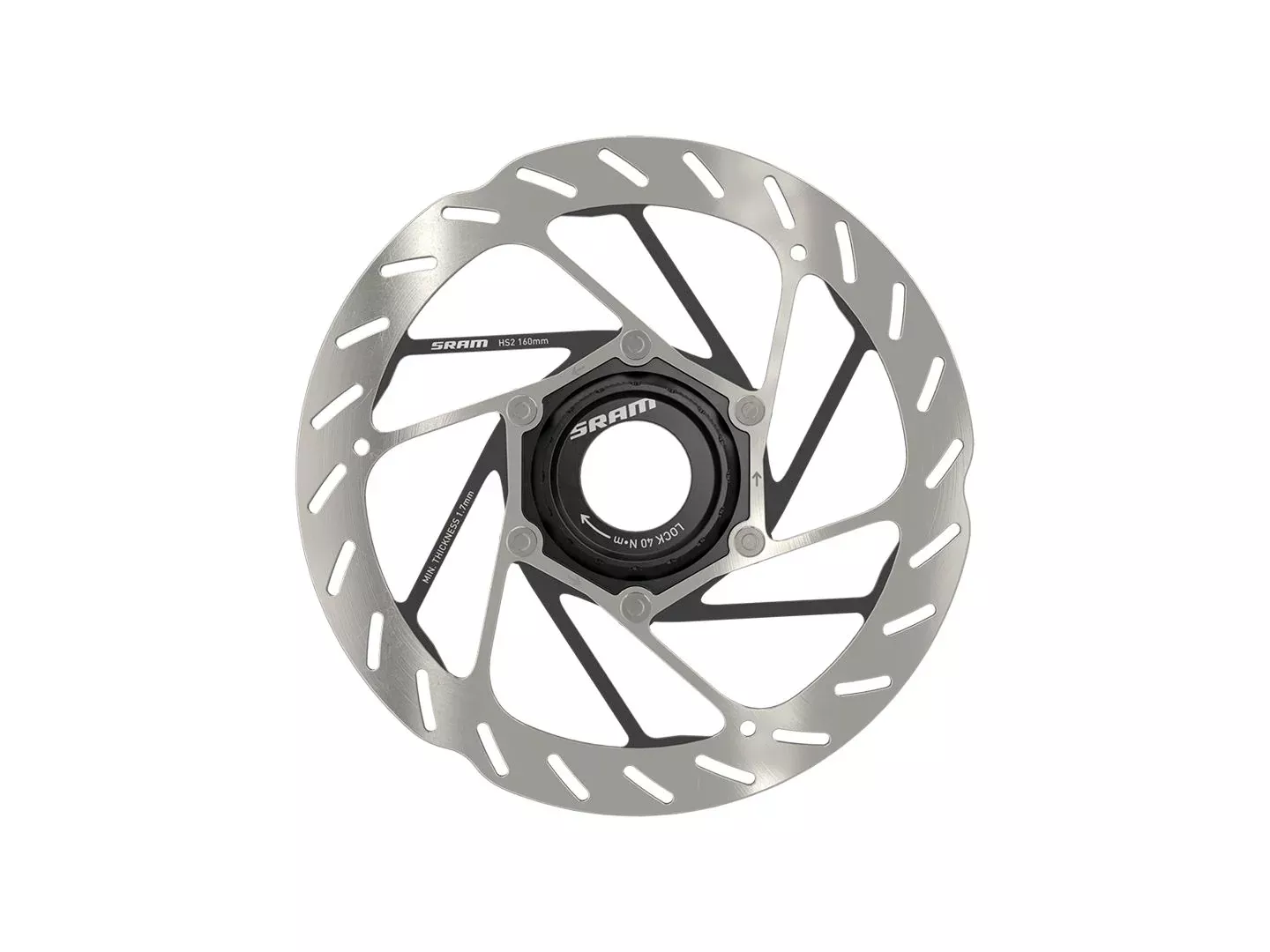 SRAM HS2 Disc Brake Rotor - 160mm Center Lock Rounded Silver/Black
