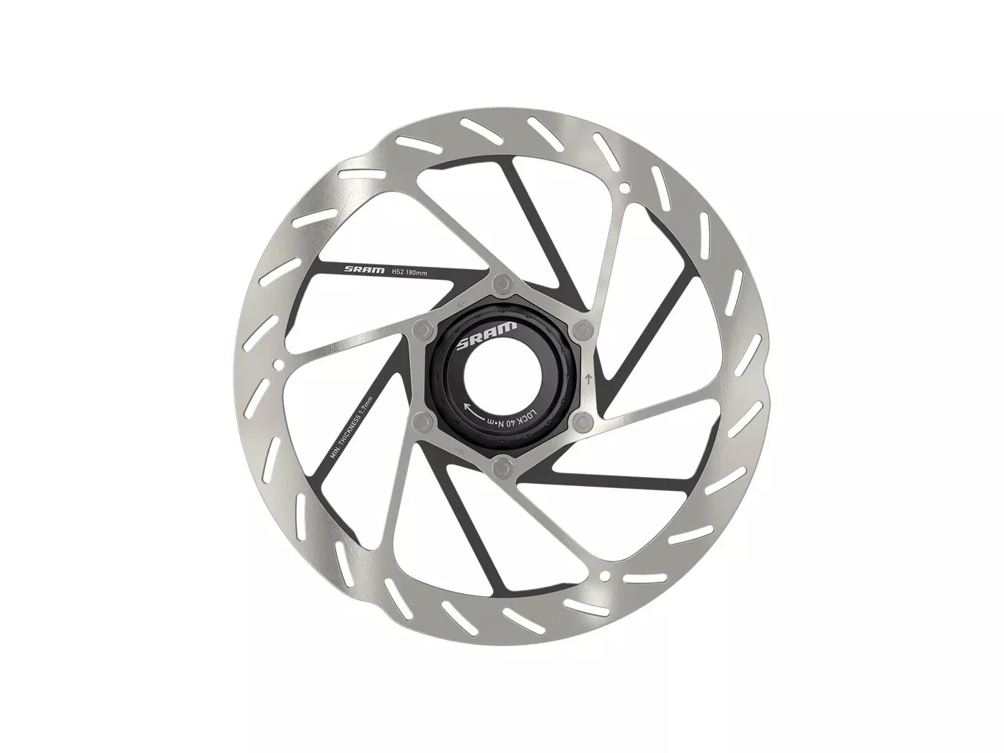 SRAM HS2 Disc Brake Rotor - 180mm, Center Lock, Rounded, Silver/Black