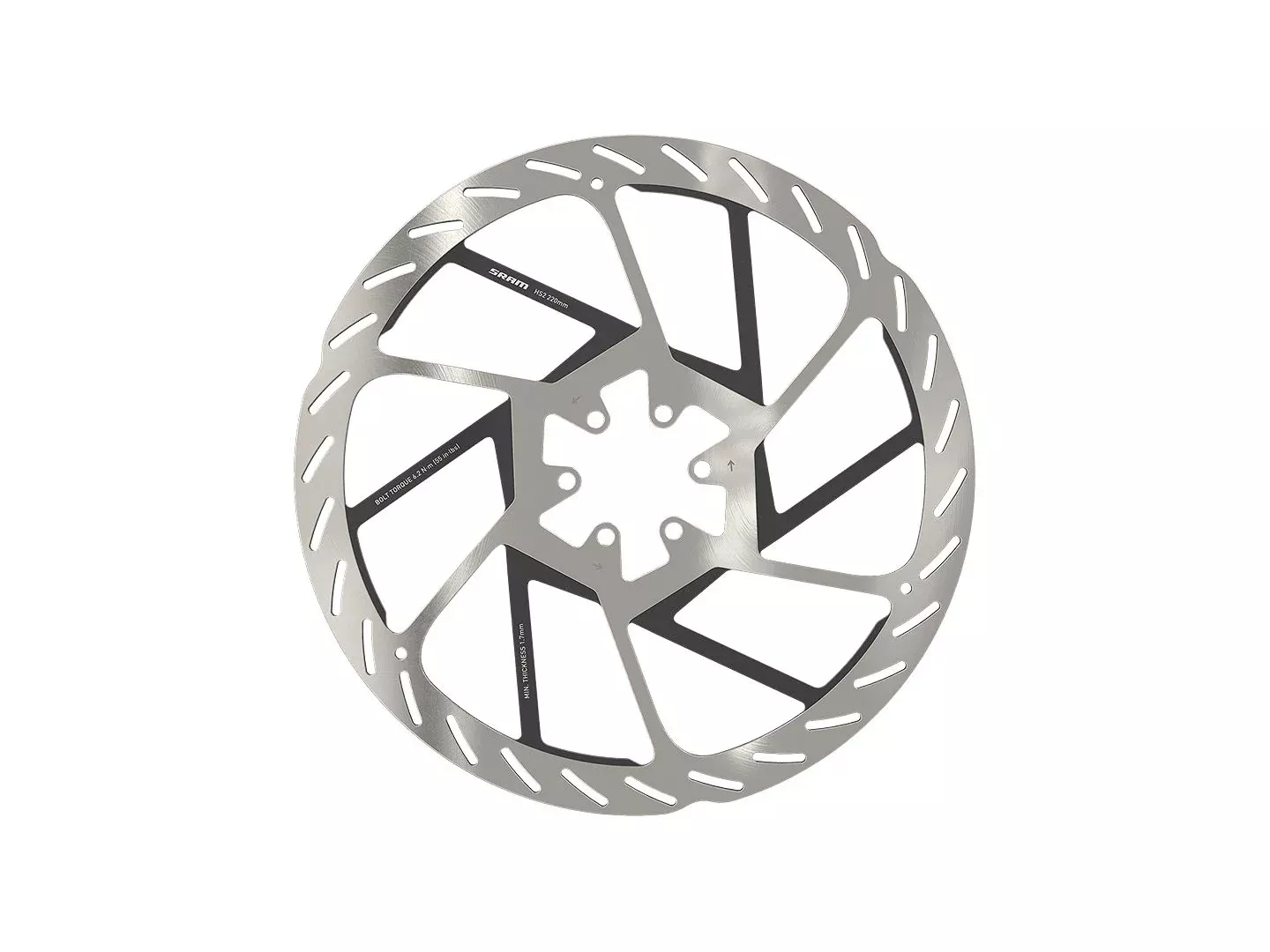 SRAM HS2 Disc Brake Rotor - 220mm 6-Bolt Rounded Silver/Black