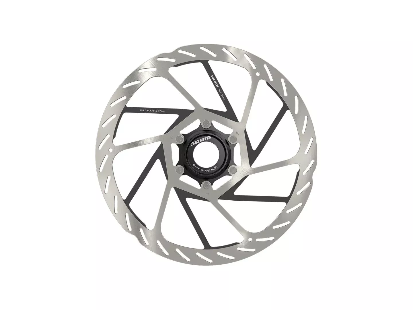 SRAM HS2 Disc Brake Rotor - 220mm Center Lock Rounded Silver/Black