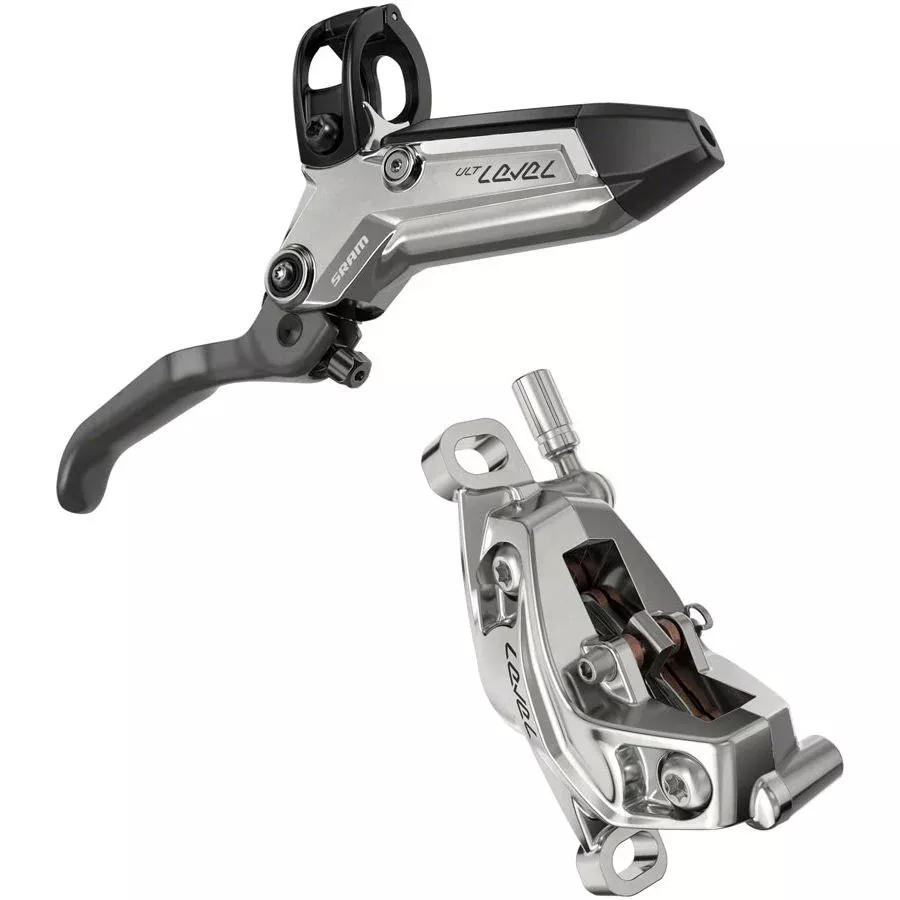 SRAM Level Ultimate Stealth Disc Brake Lever - Rear Post Mount 4-Piston Carbon Lever Titanium Hardware BLK/Silver C1