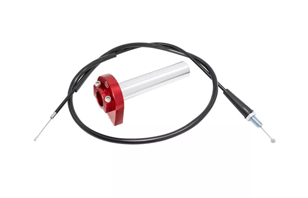 TB Billet Throttle w/ Cable, Red – 1/4 Turn