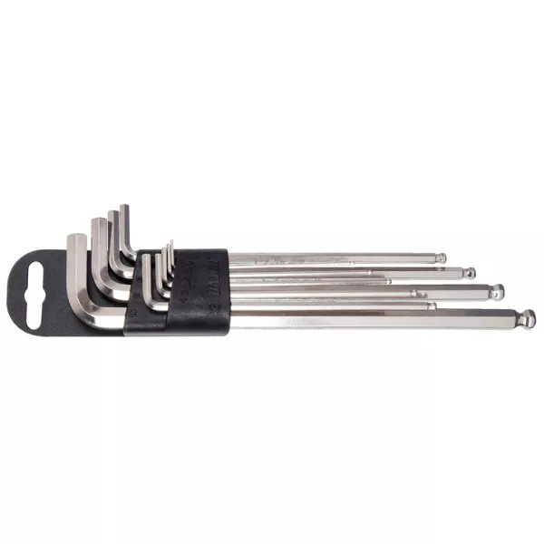 Unior 220/3SLPH-US Set of Metric Ball End Hexagon Wrenches, Long Type On Plastic Clip