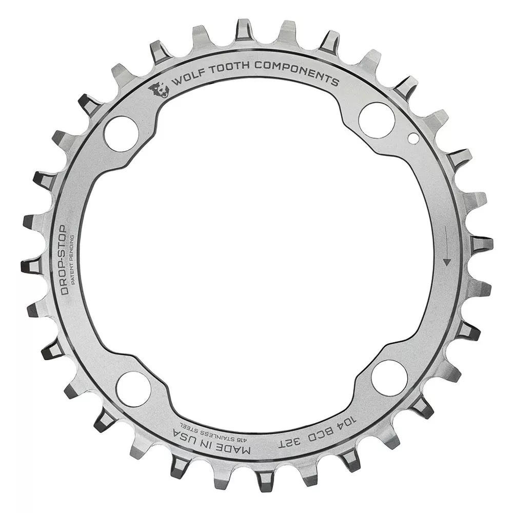 WOLF TOOTH – 104 BCD DROP-STOP CHAINRING – STAINLESS