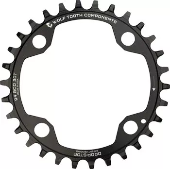 Wolf Tooth 94 BCD Chainring - 30t, 94 BCD, 4-Bolt, Drop-Stop, For SRAM Cranks, Black