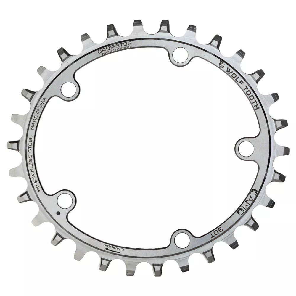 WOLF TOOTH – CAMO OVAL DROP-STOP CHAINRING – STAINLESS