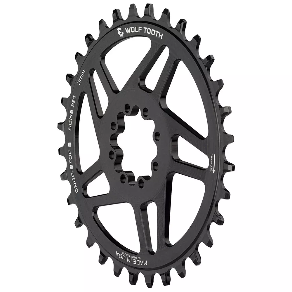 Wolf Tooth Direct Mount Chainring - 28t, SRAM Direct Mount, Drop-Stop B, For SRAM 8-Bolt Cranksets, 3mm Offset