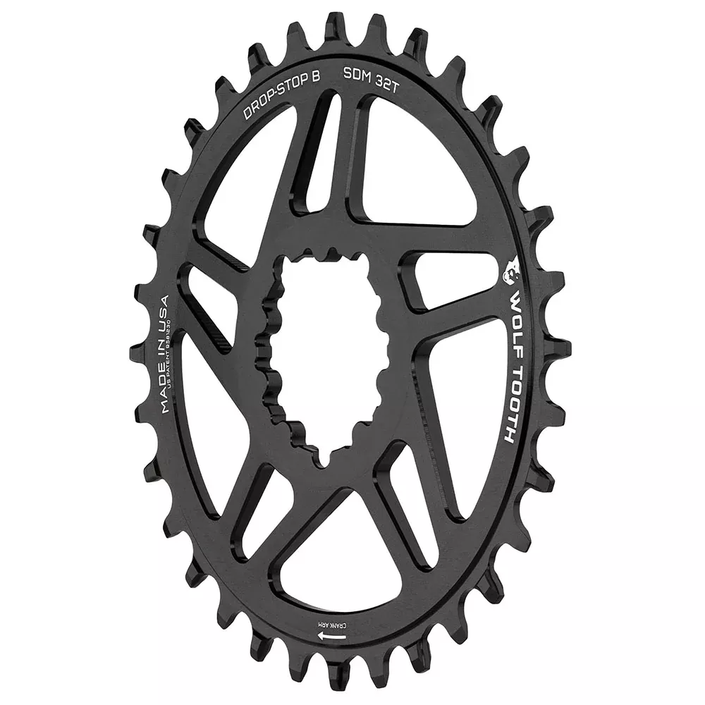 Wolf Tooth Direct Mount Chainring - 30t, SRAM Direct Mount, Drop-Stop B, For BB30 Short Spindle Cranksets, 0mm Offset, Black