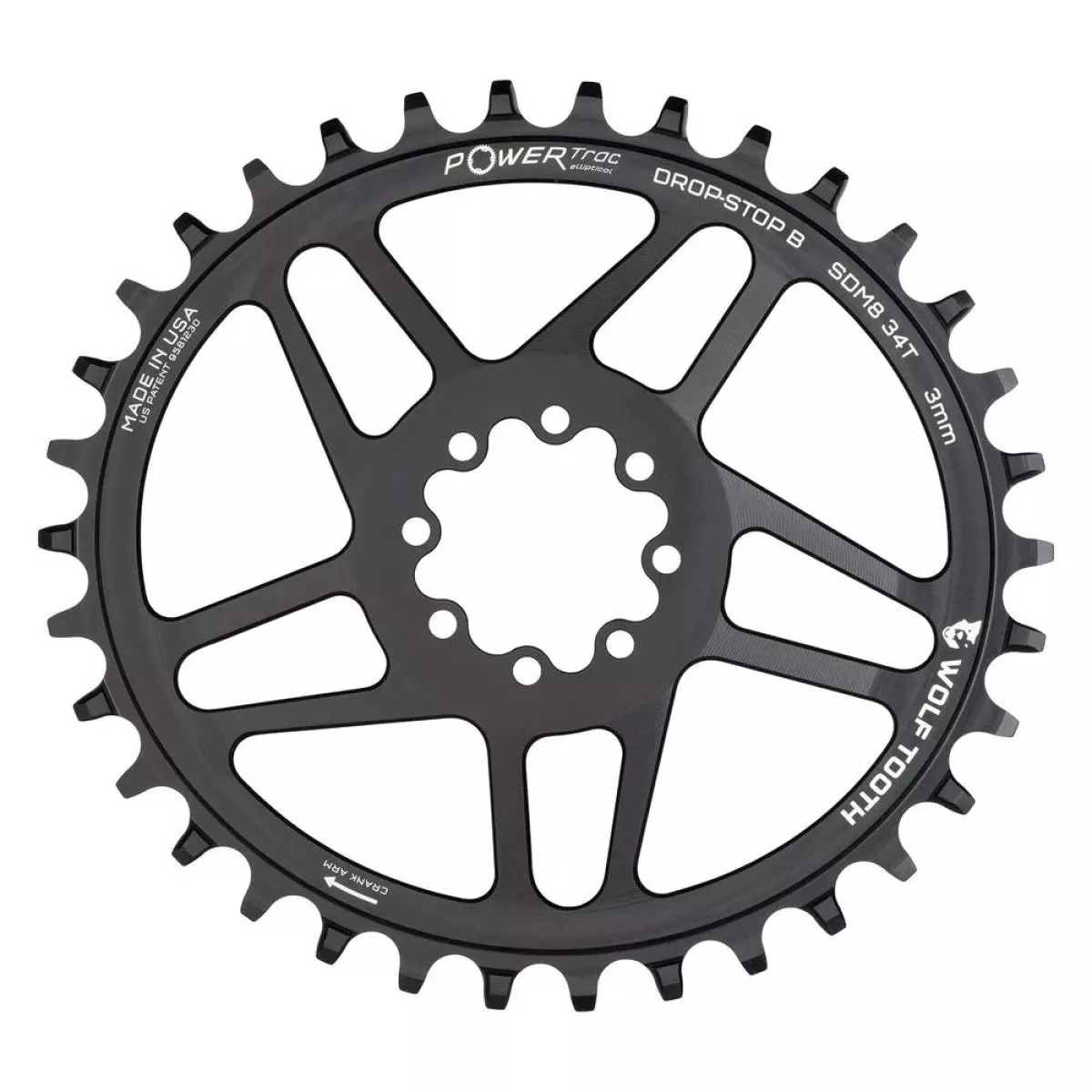 WOLF TOOTH – SRAM DM MTB 8-BOLT OVAL DROP-STOP B CHAINRING – 3MM OFFSET