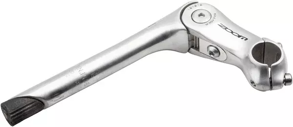 Zoom Quick Comfort Adjustable Stem - 100mm, 25.4 Clamp, Adjustable 80-150deg, 22.2-24tpi Quill, Aluminum, Silver
