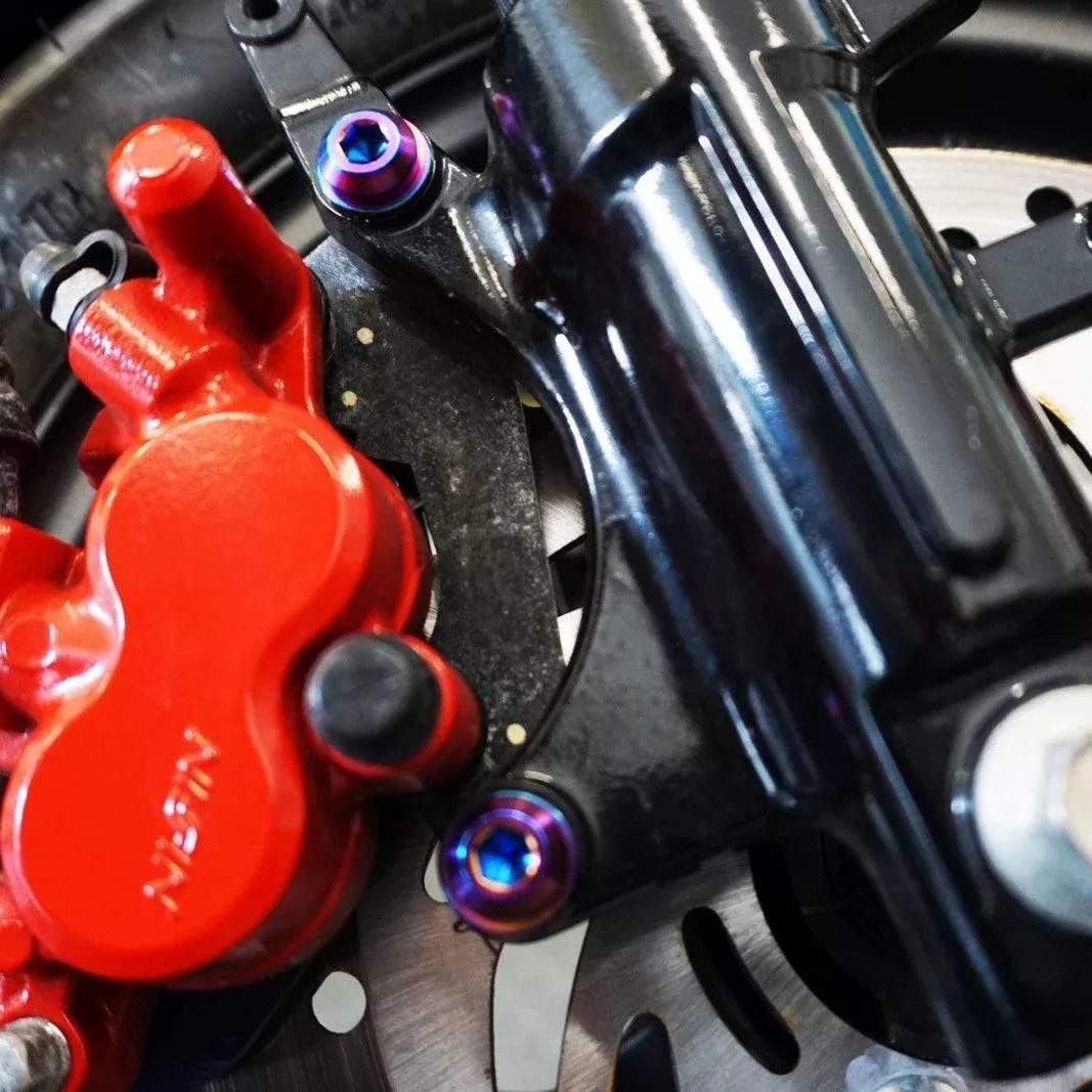ZSPEC "Front Brake Caliper Bracket" Fastener Kit for the Honda Grom, Grade-5 Titanium