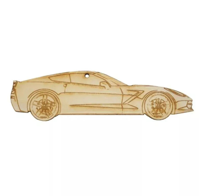 ZSPEC Laser-Engraved Birch Ornament, Style: Corvette C7, ~5-inch Wide