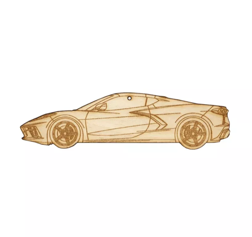 ZSPEC Laser-Engraved Wood Ornament, Style: Corvette C8, Birch