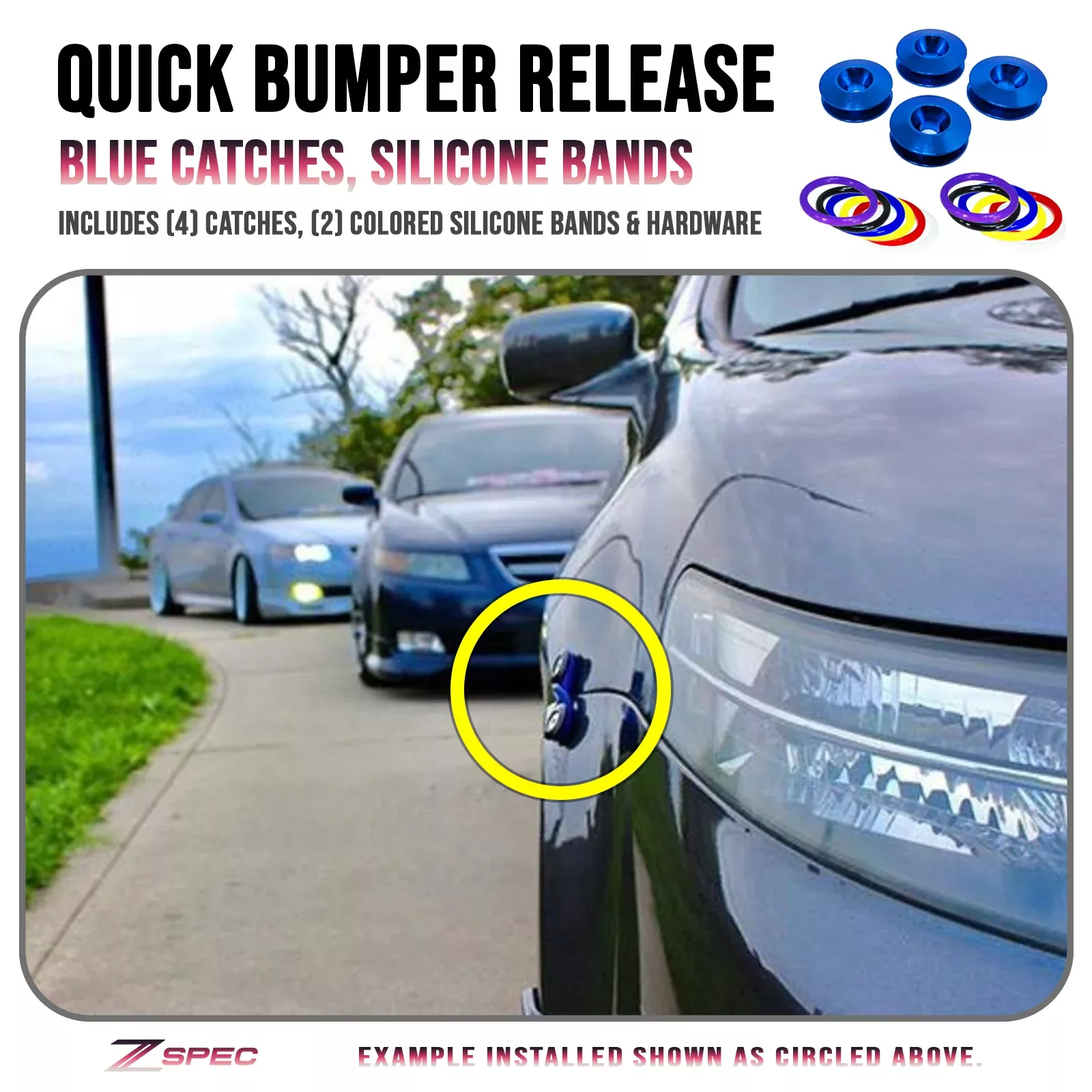 ZSPEC Quick Release Bumper Fastener Kit w/BLUE Catches & Colored Bands
